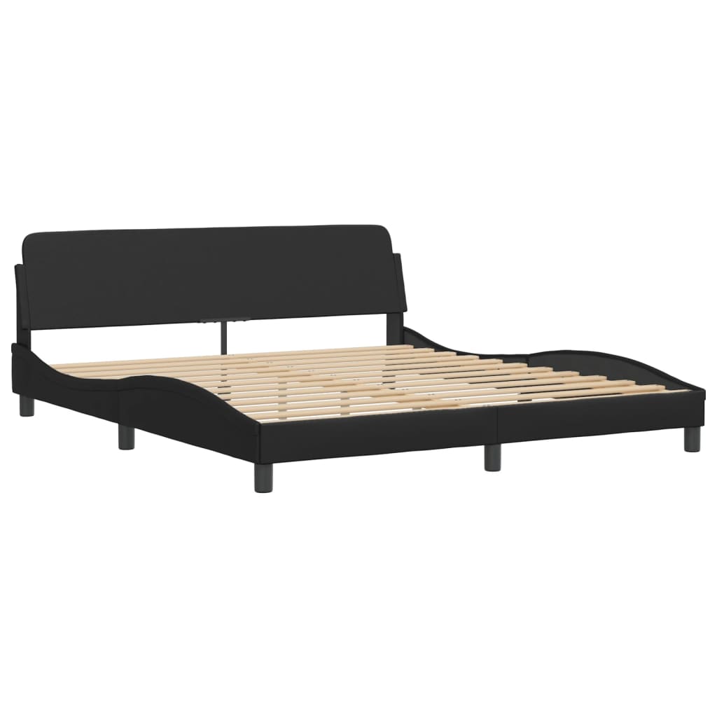 Bed met matras kunstleer zwart 180x200 cm