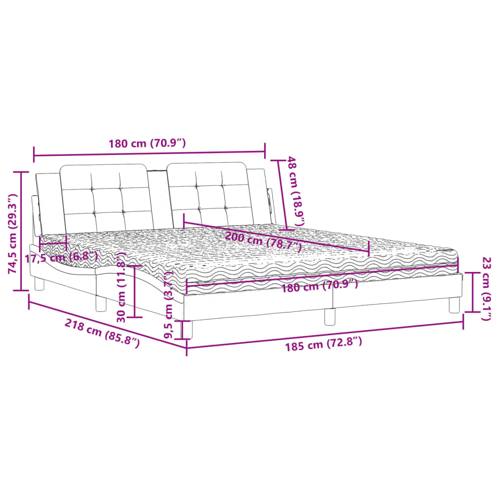 Bed met matras kunstleer zwart 180x200 cm