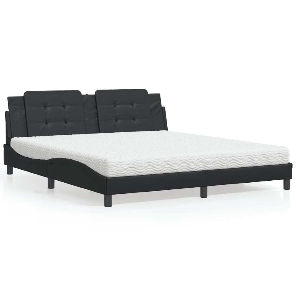 Bed met matras kunstleer zwart 180x200 cm