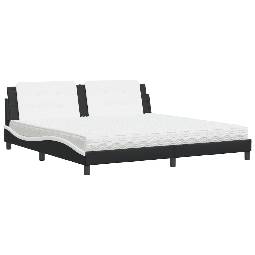 Bed met matras kunstleer zwart en wit 200x200 cm