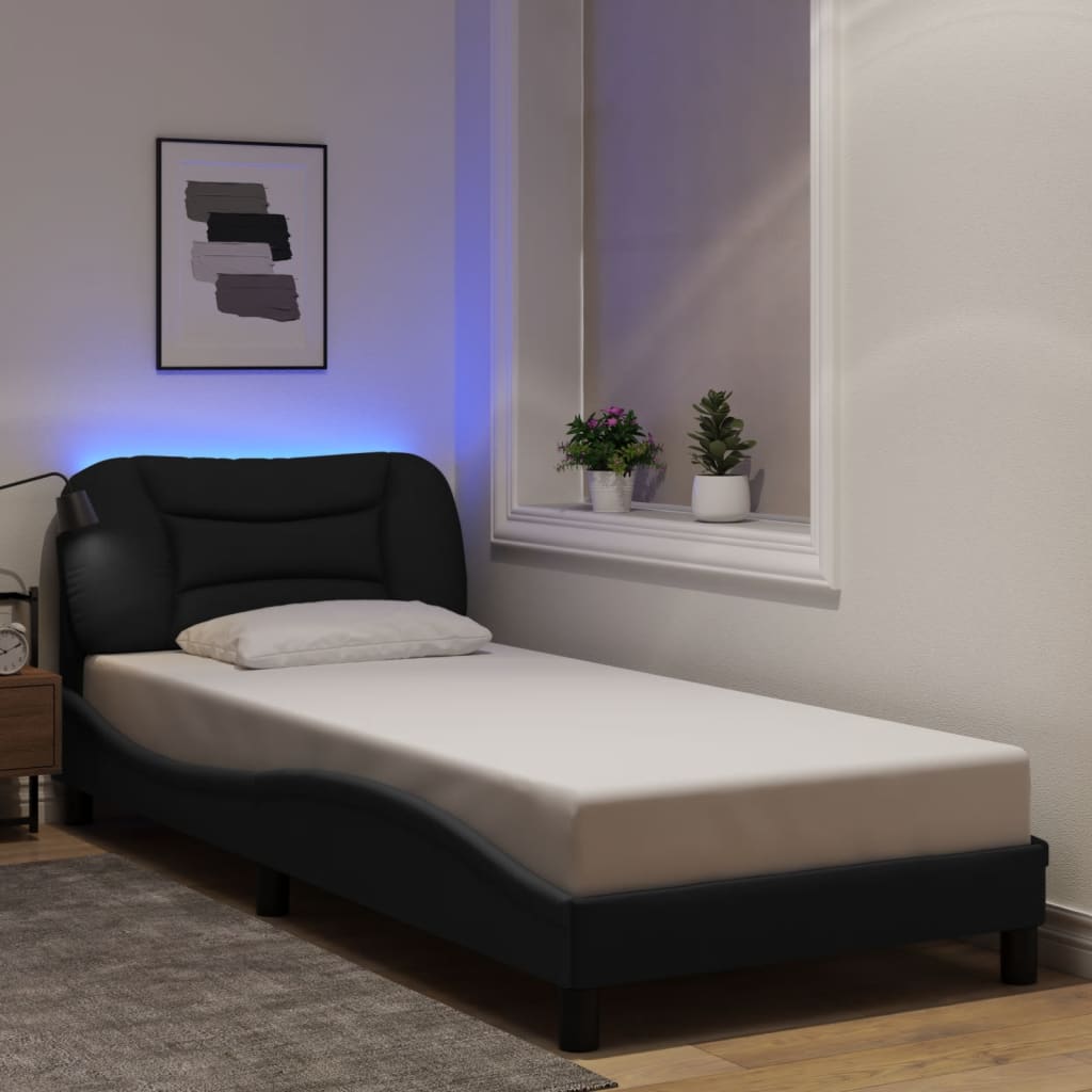 Bedframe met LED-verlichting stof zwart 90x190 cm Bedden & bedframes | Creëer jouw Trendy Thuis | Gratis bezorgd & Retour | Trendy.nl