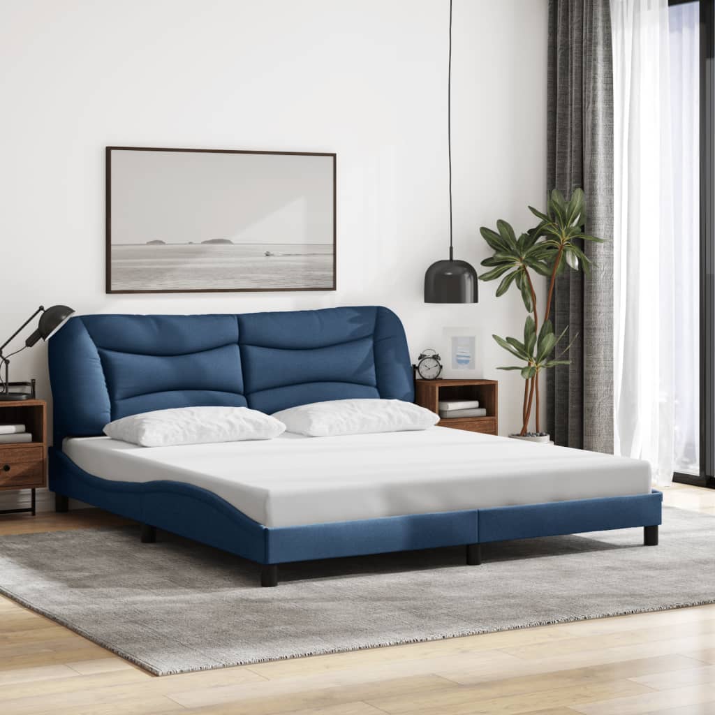 Bedframe met LED-verlichting stof blauw 180x200 cm Bedden & bedframes | Creëer jouw Trendy Thuis | Gratis bezorgd & Retour | Trendy.nl