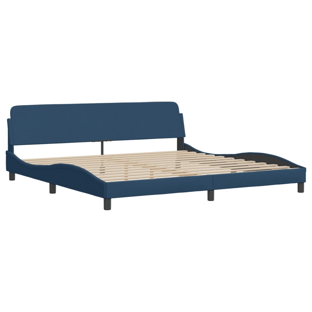 Bedframe met LED-verlichting stof blauw 200x200 cm