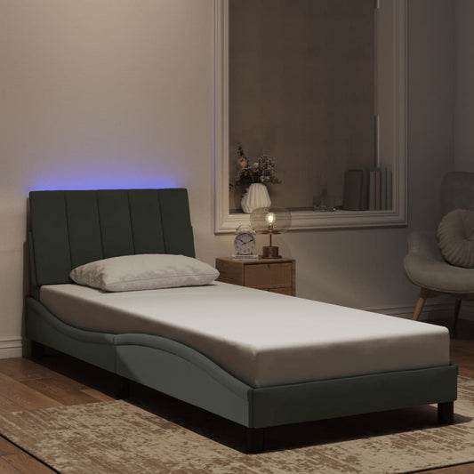 Bedframe met LED-verlichting fluweel lichtgrijs 80x200 cm