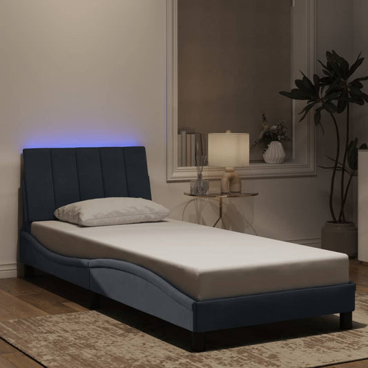 Bedframe met LED-verlichting fluweel donkergrijs 90x190 cm