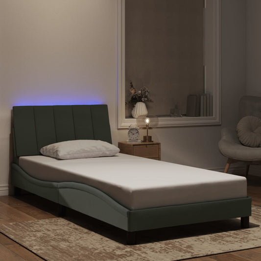 Bedframe met LED-verlichting fluweel lichtgrijs 100x200 cm