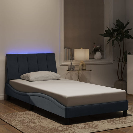 Bedframe met LED-verlichting fluweel donkergrijs 100x200 cm