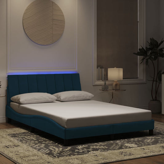 Bedframe met LED-verlichting fluweel blauw 120x200 cm