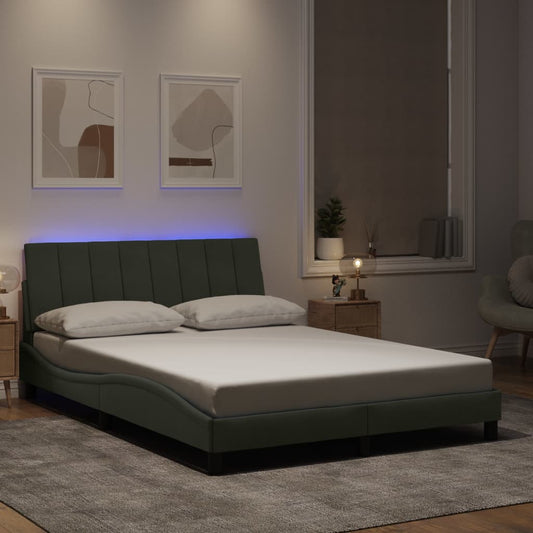 Bedframe met LED-verlichting fluweel lichtgrijs 140x190 cm