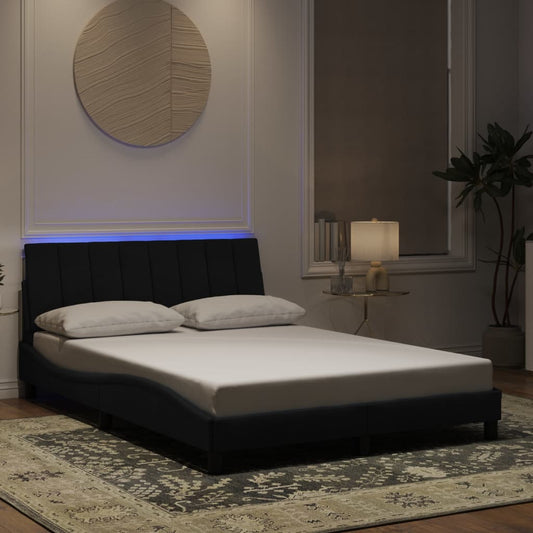 Bedframe met LED-verlichting fluweel zwart 140x190 cm