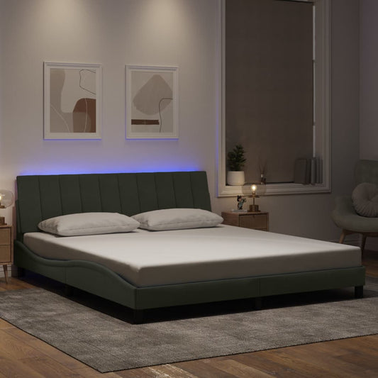 Bedframe met LED-verlichting fluweel lichtgrijs 180x200 cm