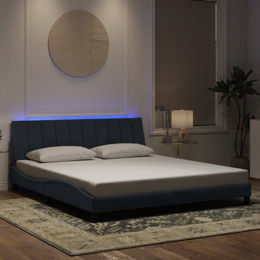 Bedframe met LED-verlichting fluweel donkergrijs 180x200 cm