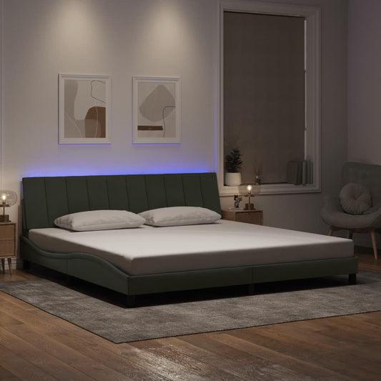 Bedframe met LED-verlichting fluweel lichtgrijs 200x200 cm