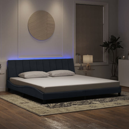 Bedframe met LED-verlichting fluweel donkergrijs 200x200 cm