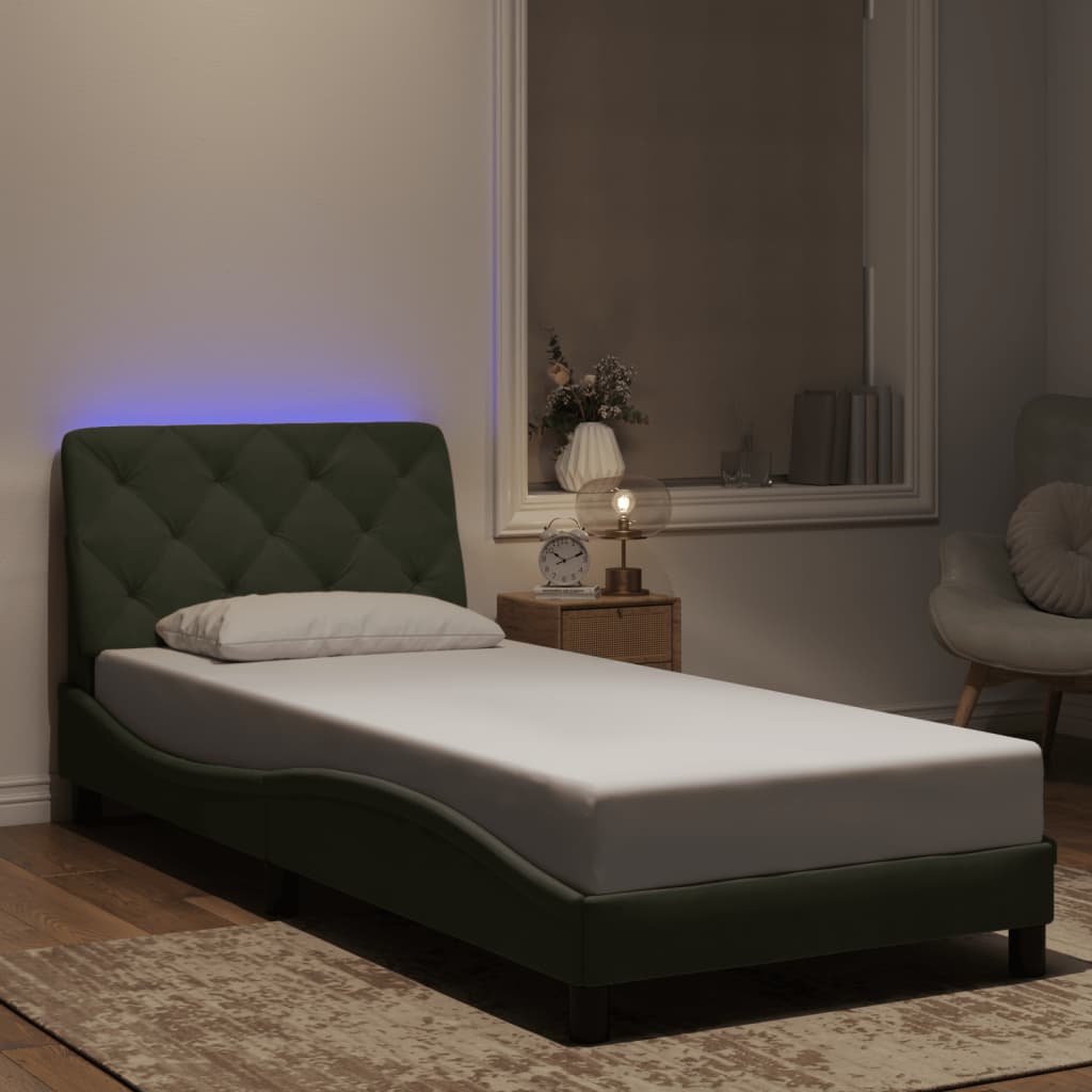 Bedframe met LED-verlichting fluweel lichtgrijs 90x190 cm Bedden & bedframes | Creëer jouw Trendy Thuis | Gratis bezorgd & Retour | Trendy.nl