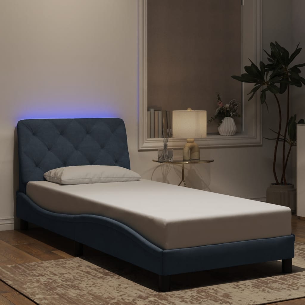 Bedframe met LED-verlichting fluweel donkergrijs 90x190 cm Bedden & bedframes | Creëer jouw Trendy Thuis | Gratis bezorgd & Retour | Trendy.nl