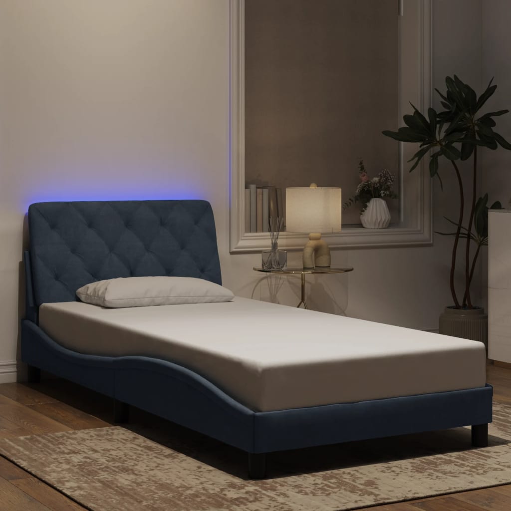 Bedframe met LED-verlichting fluweel donkergrijs 100x200 cm Bedden & bedframes | Creëer jouw Trendy Thuis | Gratis bezorgd & Retour | Trendy.nl