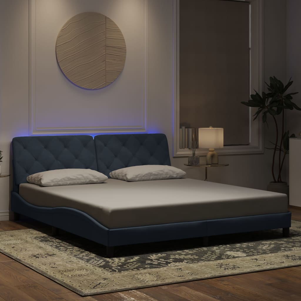 Bedframe met LED-verlichting fluweel donkergrijs 180x200 cm Bedden & bedframes | Creëer jouw Trendy Thuis | Gratis bezorgd & Retour | Trendy.nl