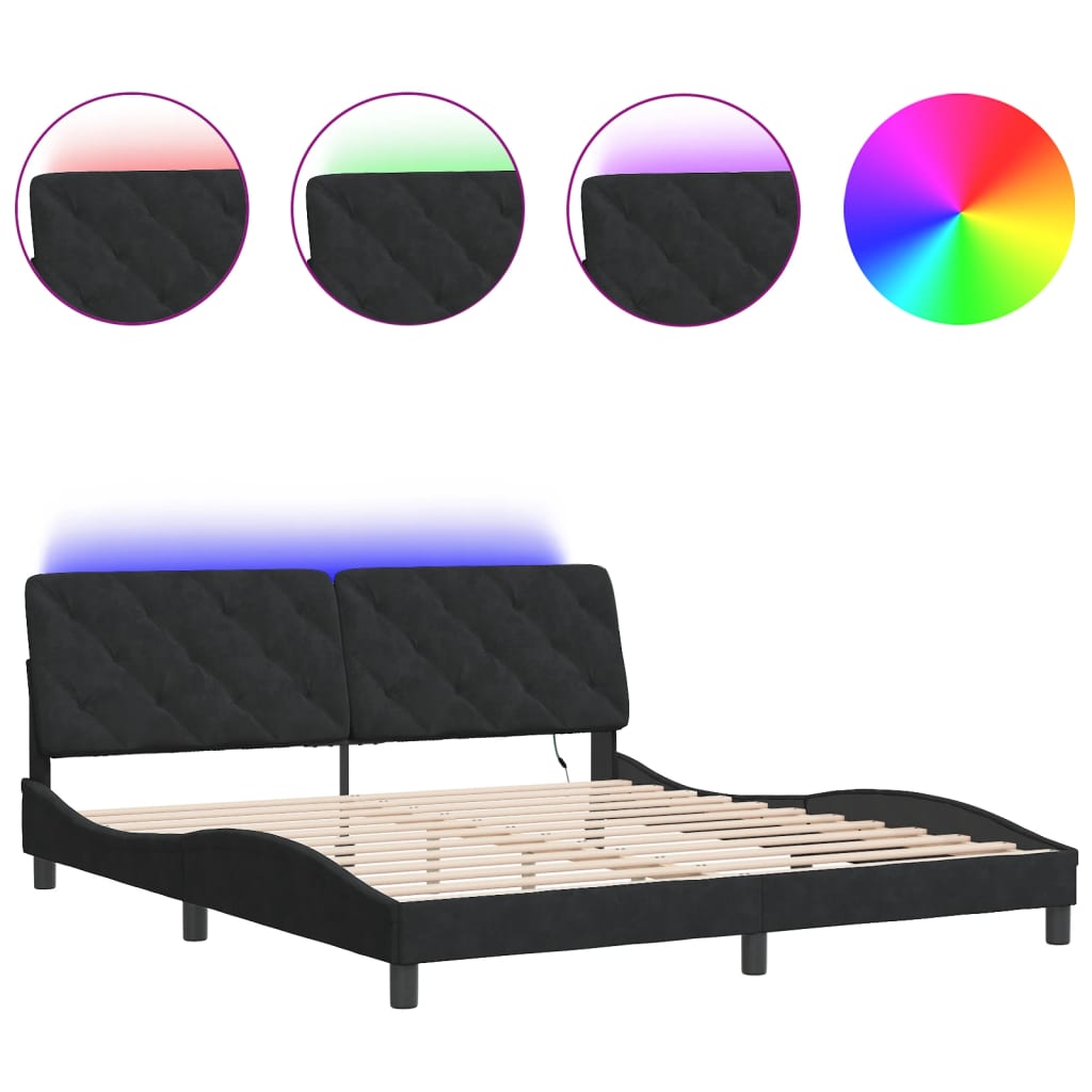 Bedframe met LED-verlichting fluweel zwart 180x200 cm