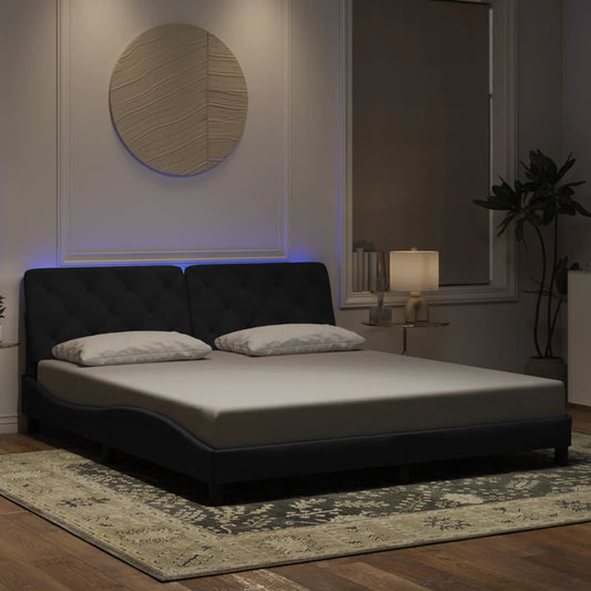 Bedframe met LED-verlichting fluweel zwart 180x200 cm