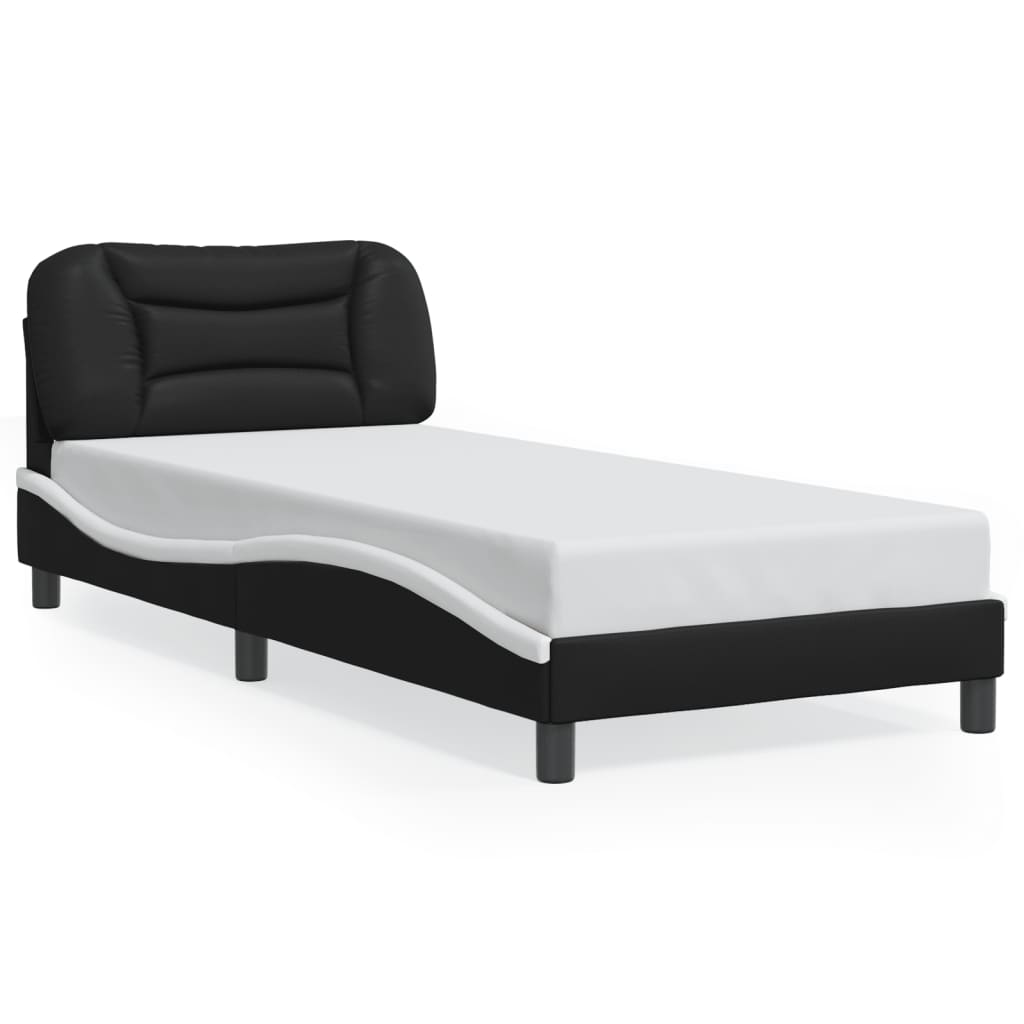 Bedframe met LED-verlichting kunstleer zwart en wit 90x190 cm Bedden & bedframes | Creëer jouw Trendy Thuis | Gratis bezorgd & Retour | Trendy.nl