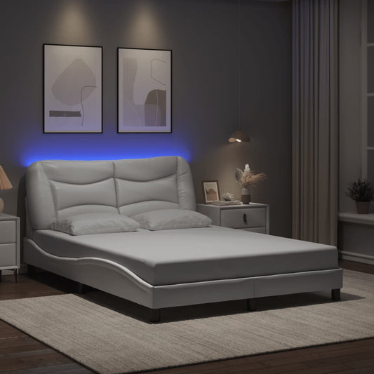 Bedframe met LED-verlichting kunstleer wit 120x200 cm