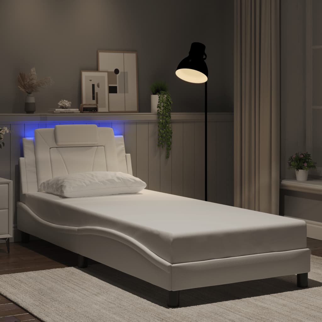 Bedframe met LED-verlichting kunstleer wit 80x200 cm Bedden & bedframes | Creëer jouw Trendy Thuis | Gratis bezorgd & Retour | Trendy.nl