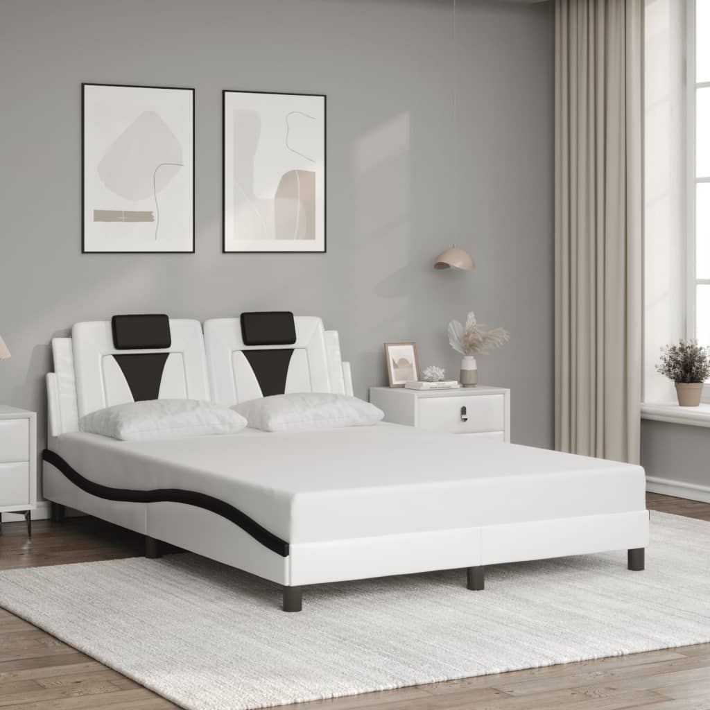 Bedframe met LED-verlichting kunstleer wit en zwart 120x200 cm