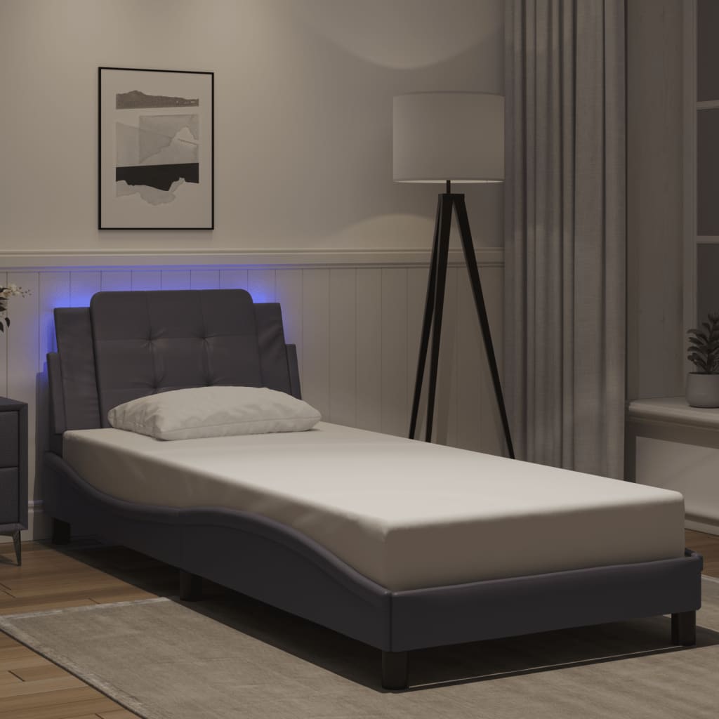 Bedframe met LED-verlichting kunstleer grijs 90x190 cm Bedden & bedframes | Creëer jouw Trendy Thuis | Gratis bezorgd & Retour | Trendy.nl