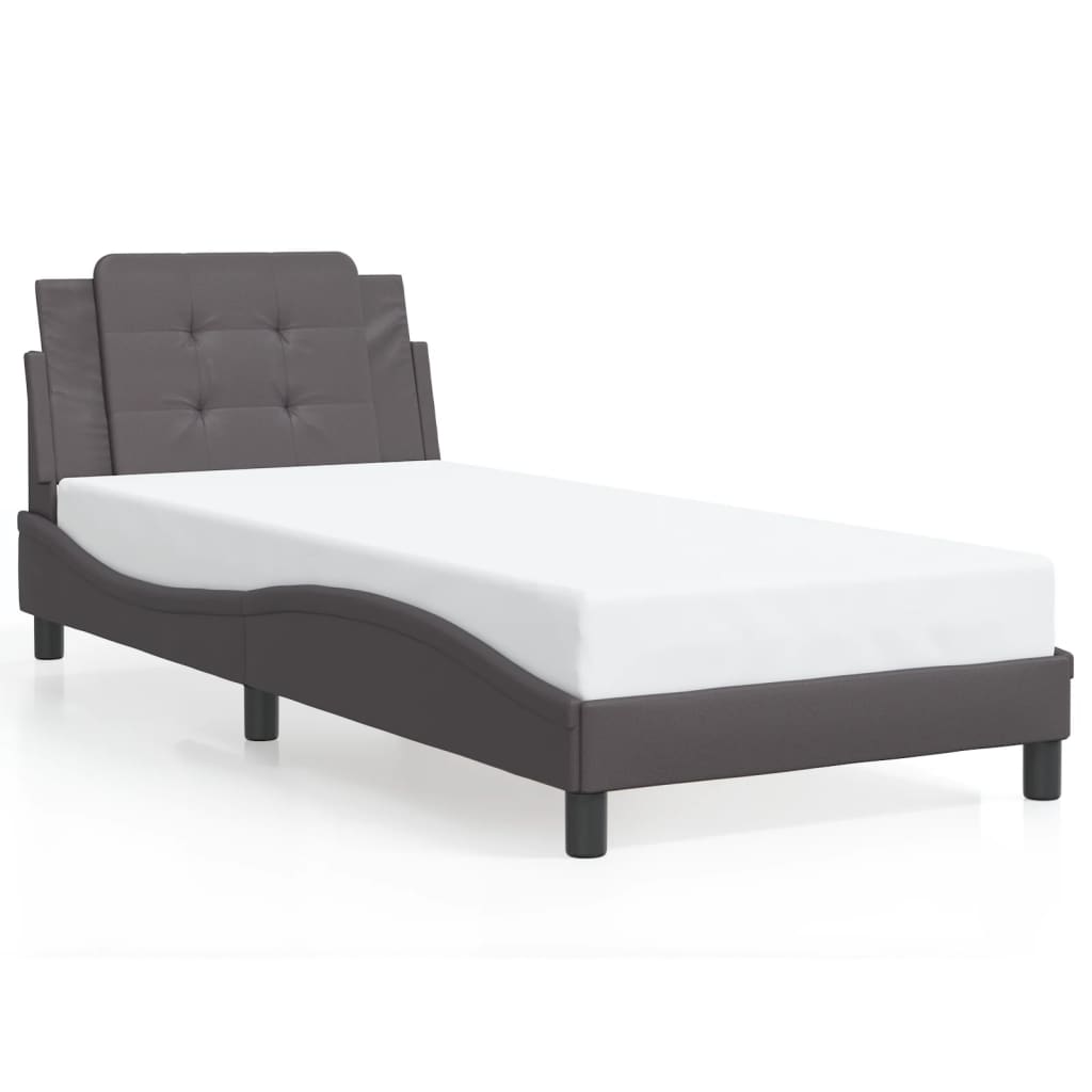 Bedframe met LED-verlichting kunstleer grijs 90x190 cm Bedden & bedframes | Creëer jouw Trendy Thuis | Gratis bezorgd & Retour | Trendy.nl