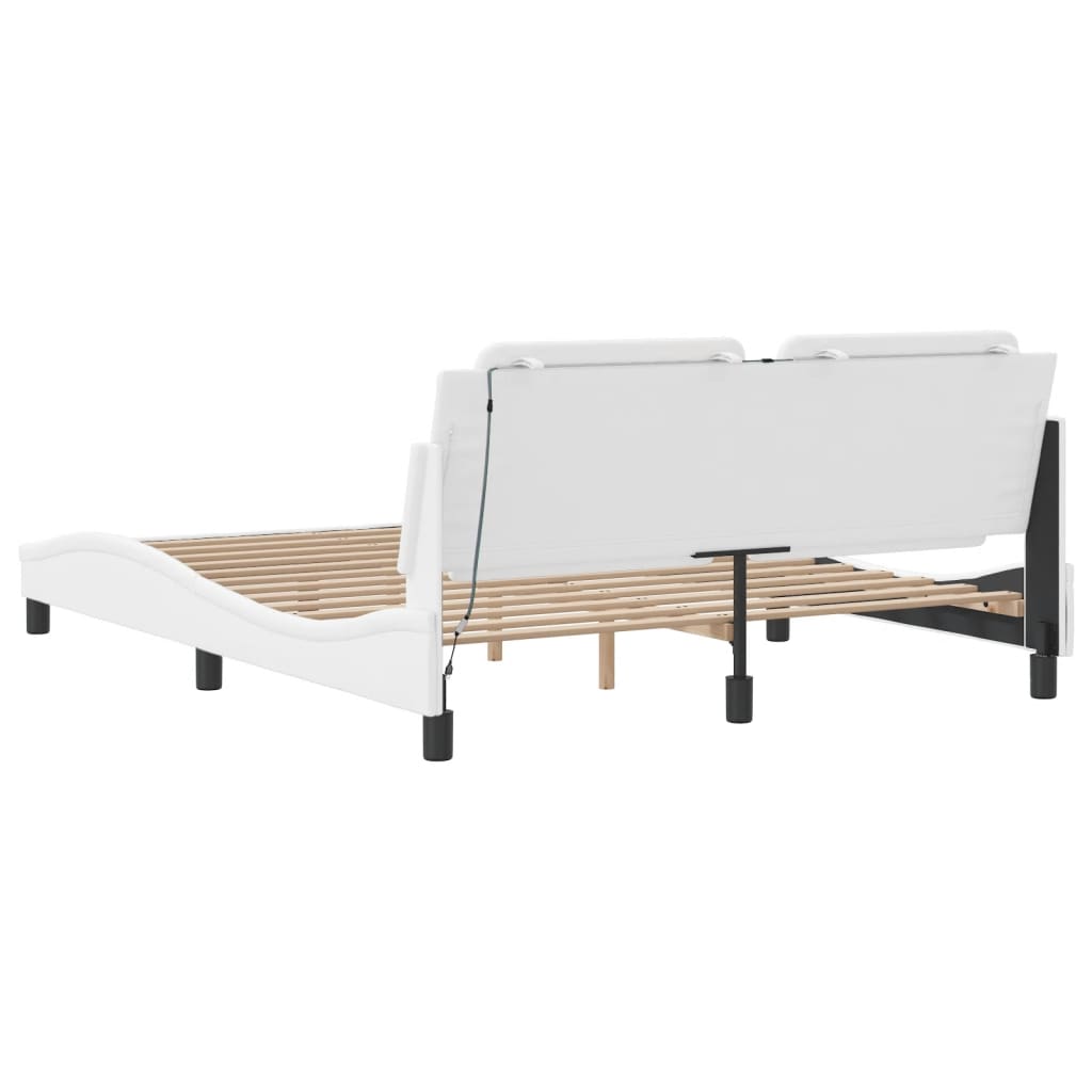 Bedframe met LED-verlichting kunstleer wit 180x200 cm