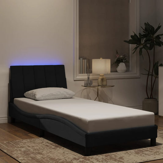 Bedframe met LED-verlichting fluweel zwart 90x190 cm