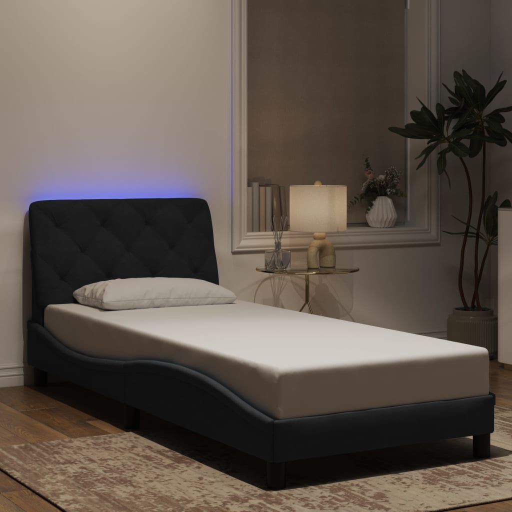 Bedframe met LED-verlichting fluweel zwart 90x190 cm Bedden & bedframes | Creëer jouw Trendy Thuis | Gratis bezorgd & Retour | Trendy.nl