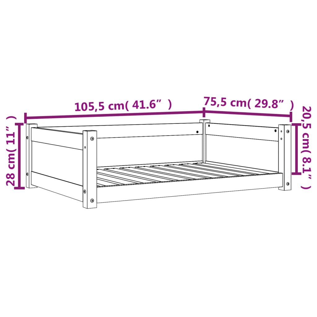 Hondenmand 105,5x75,5x28 cm massief grenenhout wasbruin Hondenmanden & -kussens | Creëer jouw Trendy Thuis | Gratis bezorgd & Retour | Trendy.nl