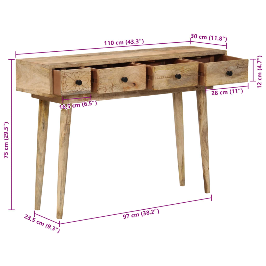 Wandtafel 110x30x75 cm massief mangohout Bijzettafels | Creëer jouw Trendy Thuis | Gratis bezorgd & Retour | Trendy.nl