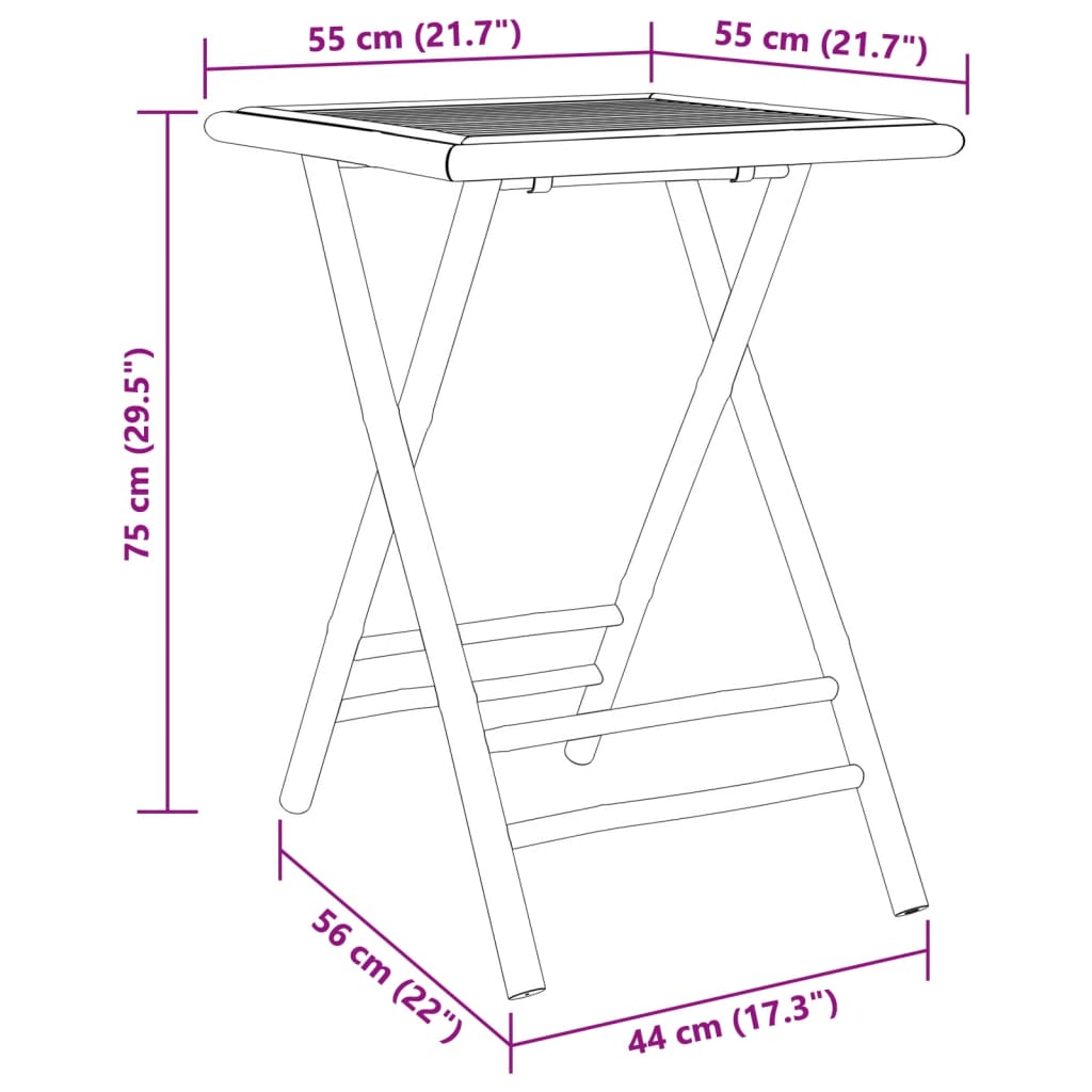 Tuintafel inklapbaar 55x55x75 cm bamboe Tuintafels | Creëer jouw Trendy Thuis | Gratis bezorgd & Retour | Trendy.nl