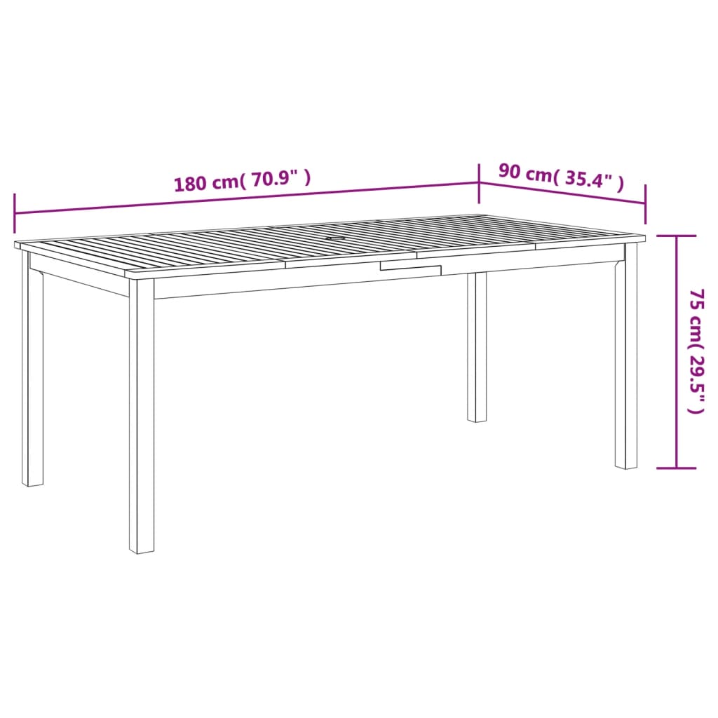 Tuintafel 180x90x75 cm massief acaciahout Tuintafels | Creëer jouw Trendy Thuis | Gratis bezorgd & Retour | Trendy.nl