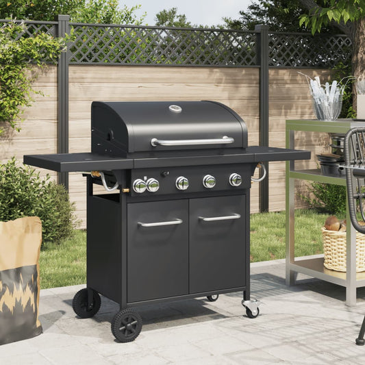 Gasbarbecue met 5 branders gepoedercoat staal zwart Barbecues | Creëer jouw Trendy Thuis | Gratis bezorgd & Retour | Trendy.nl