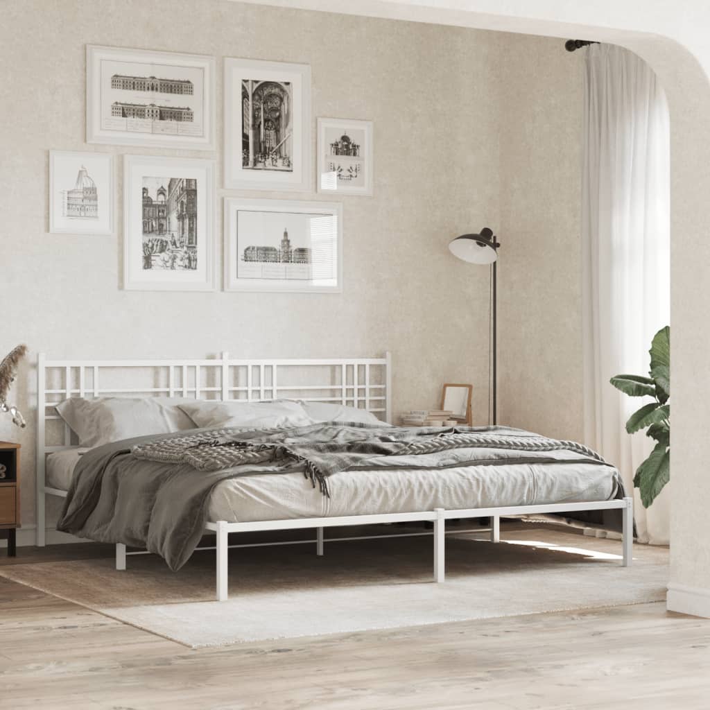 Bedframe met hoofdbord metaal wit 180x200 cm Bedden & bedframes | Creëer jouw Trendy Thuis | Gratis bezorgd & Retour | Trendy.nl