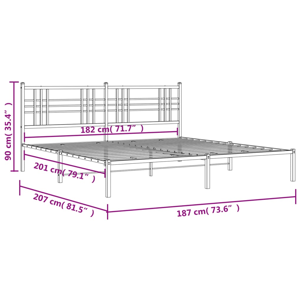 Bedframe met hoofdbord metaal wit 180x200 cm Bedden & bedframes | Creëer jouw Trendy Thuis | Gratis bezorgd & Retour | Trendy.nl