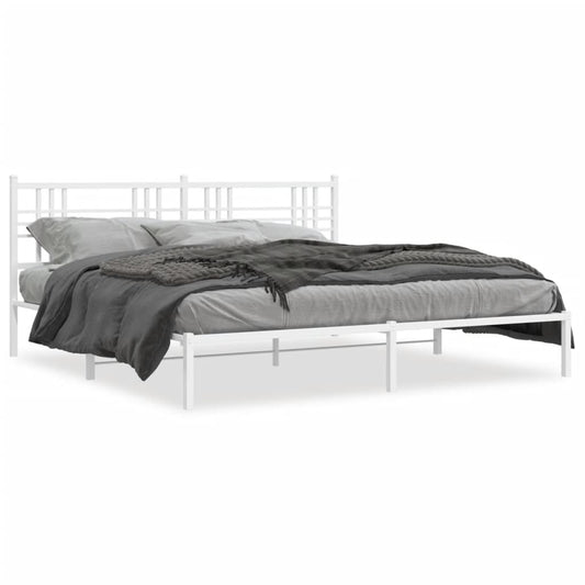 Bedframe met hoofdbord metaal wit 180x200 cm Bedden & bedframes | Creëer jouw Trendy Thuis | Gratis bezorgd & Retour | Trendy.nl