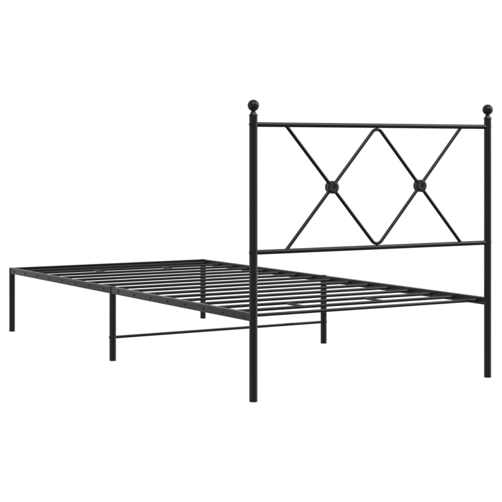 Bedframe met hoofdbord metaal zwart 90x200 cm Bedden & bedframes | Creëer jouw Trendy Thuis | Gratis bezorgd & Retour | Trendy.nl