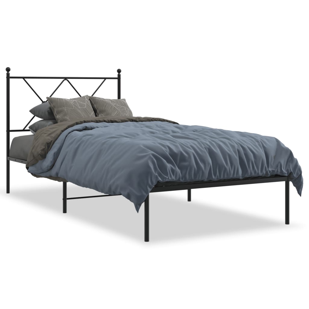 Bedframe met hoofdbord metaal zwart 90x200 cm Bedden & bedframes | Creëer jouw Trendy Thuis | Gratis bezorgd & Retour | Trendy.nl