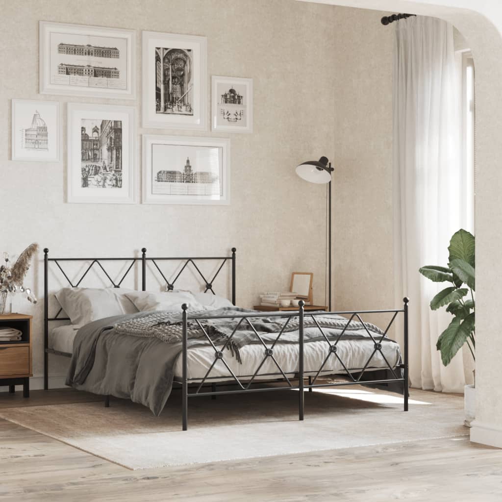 Bedframe met hoofd- en voeteneinde metaal zwart 140x200 cm Bedden & bedframes | Creëer jouw Trendy Thuis | Gratis bezorgd & Retour | Trendy.nl