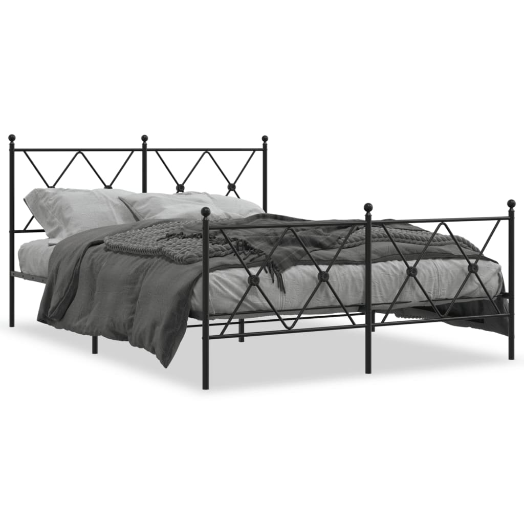 Bedframe met hoofd- en voeteneinde metaal zwart 140x200 cm Bedden & bedframes | Creëer jouw Trendy Thuis | Gratis bezorgd & Retour | Trendy.nl