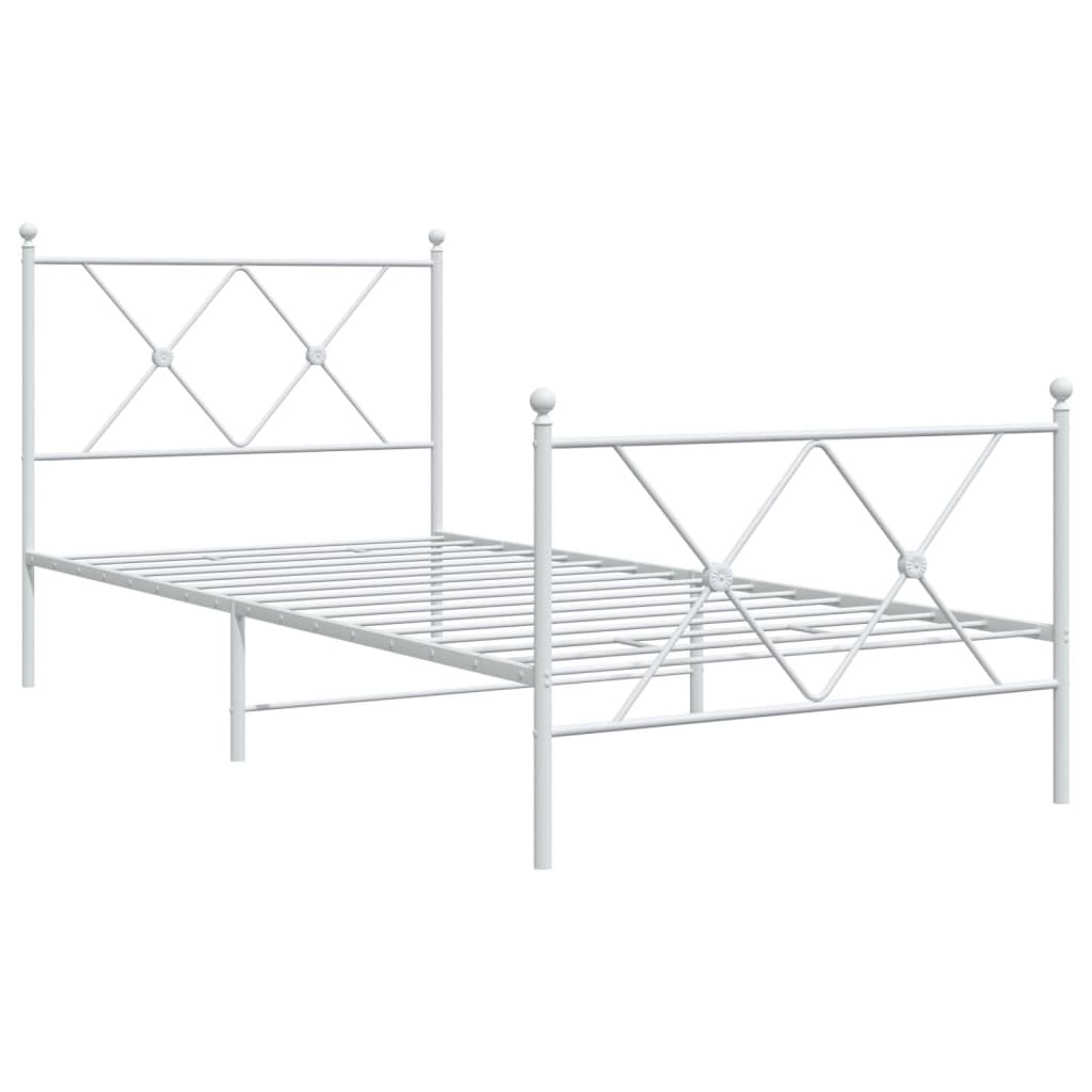 Bedframe met hoofd- en voeteneinde metaal wit 90x190 cm Bedden & bedframes | Creëer jouw Trendy Thuis | Gratis bezorgd & Retour | Trendy.nl