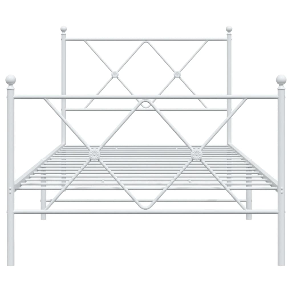 Bedframe met hoofd- en voeteneinde metaal wit 90x190 cm Bedden & bedframes | Creëer jouw Trendy Thuis | Gratis bezorgd & Retour | Trendy.nl