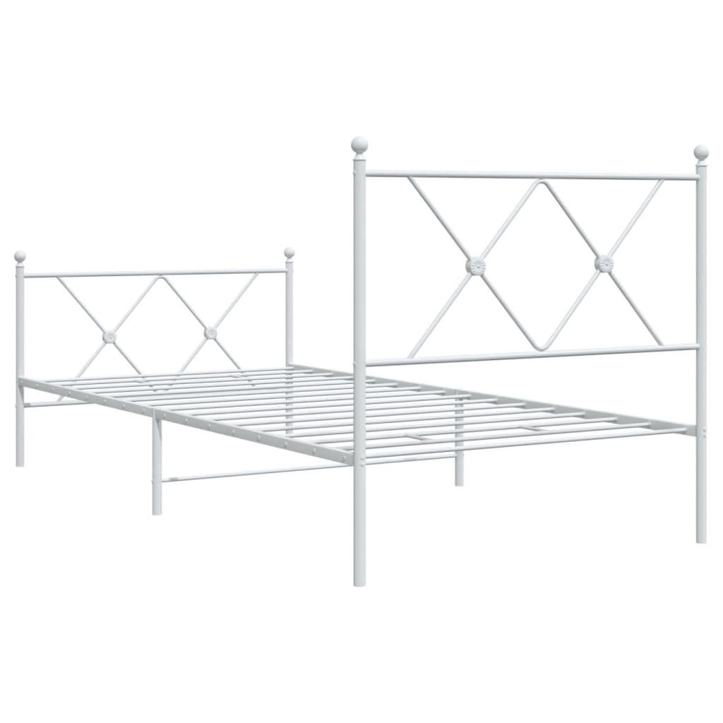 Bedframe met hoofd- en voeteneinde metaal wit 90x190 cm Bedden & bedframes | Creëer jouw Trendy Thuis | Gratis bezorgd & Retour | Trendy.nl