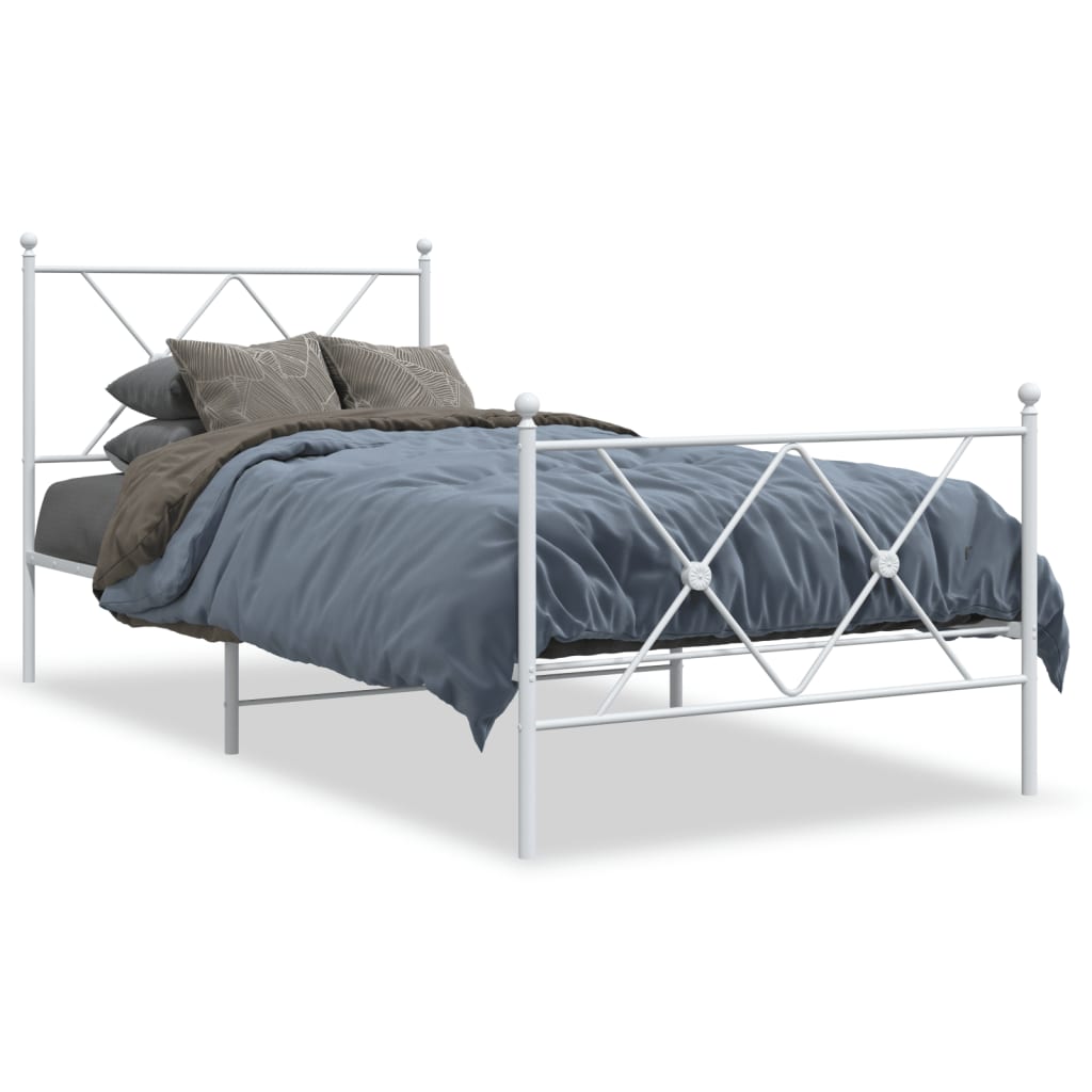 Bedframe met hoofd- en voeteneinde metaal wit 90x190 cm Bedden & bedframes | Creëer jouw Trendy Thuis | Gratis bezorgd & Retour | Trendy.nl