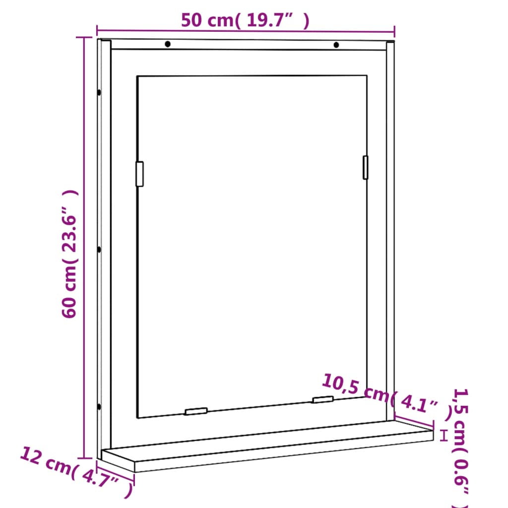 Badkamerspiegel met schap 50x12x60 cm hout bruin eikenkleurig Kaptafels | Creëer jouw Trendy Thuis | Gratis bezorgd & Retour | Trendy.nl